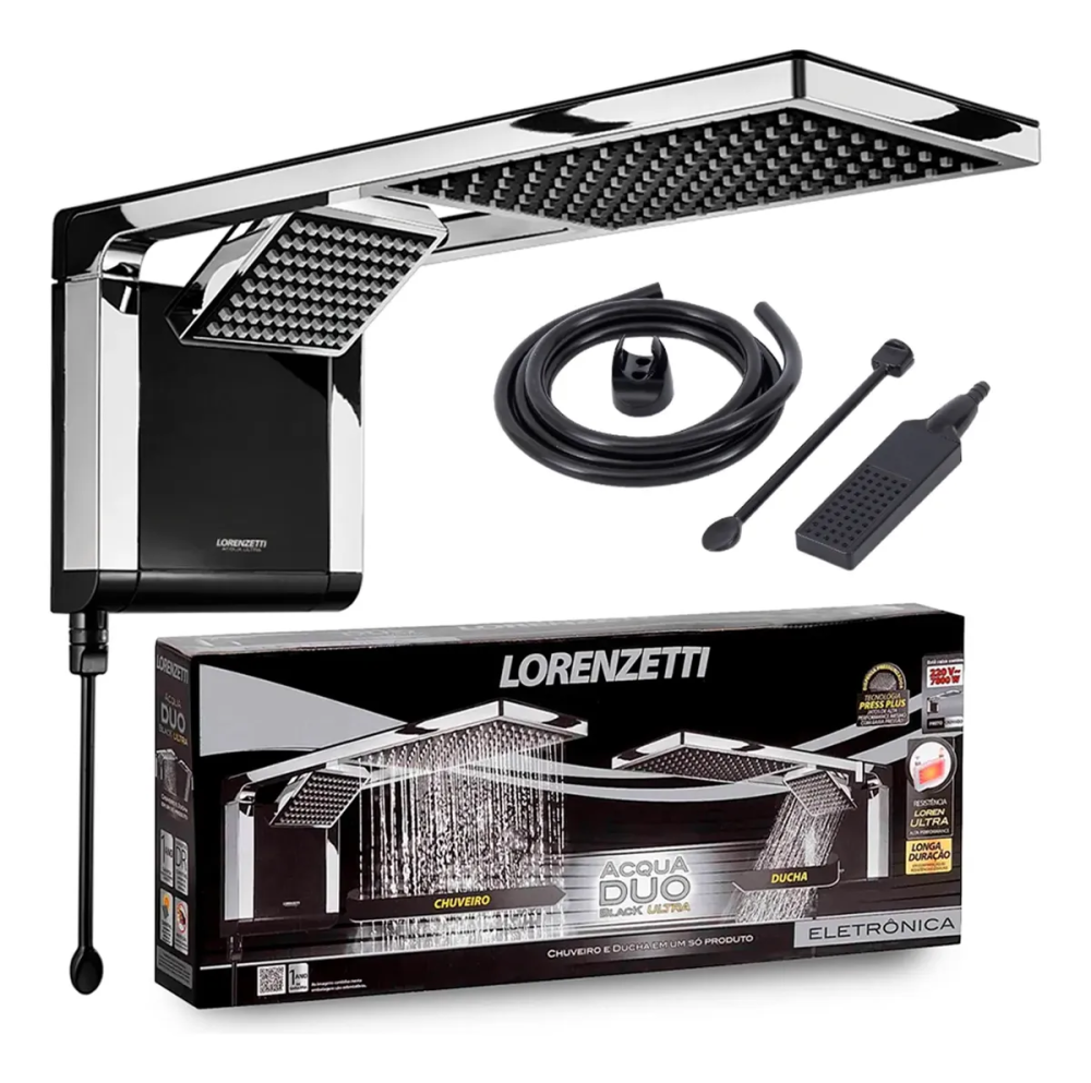 Chuveiro Lorenzetti Acqua Duo Eletrônico Black 220V 7800W