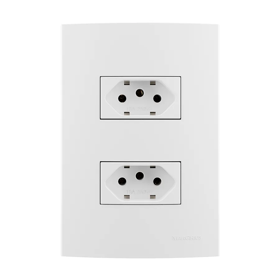 2 tomadas 2P+T separadas 10A 250V~ - Sleek Branco 16002