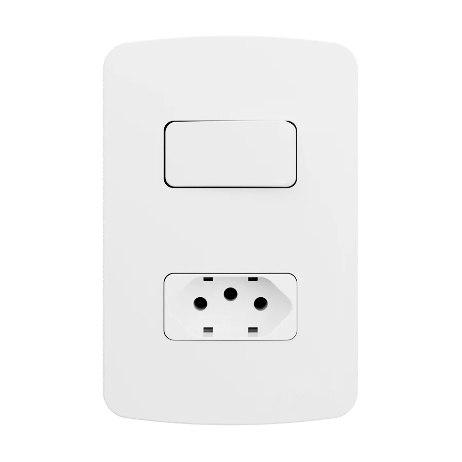 1 interruptor simples 10A 250V~ + 1 tomada 2P+T 10A 250V~ - B3