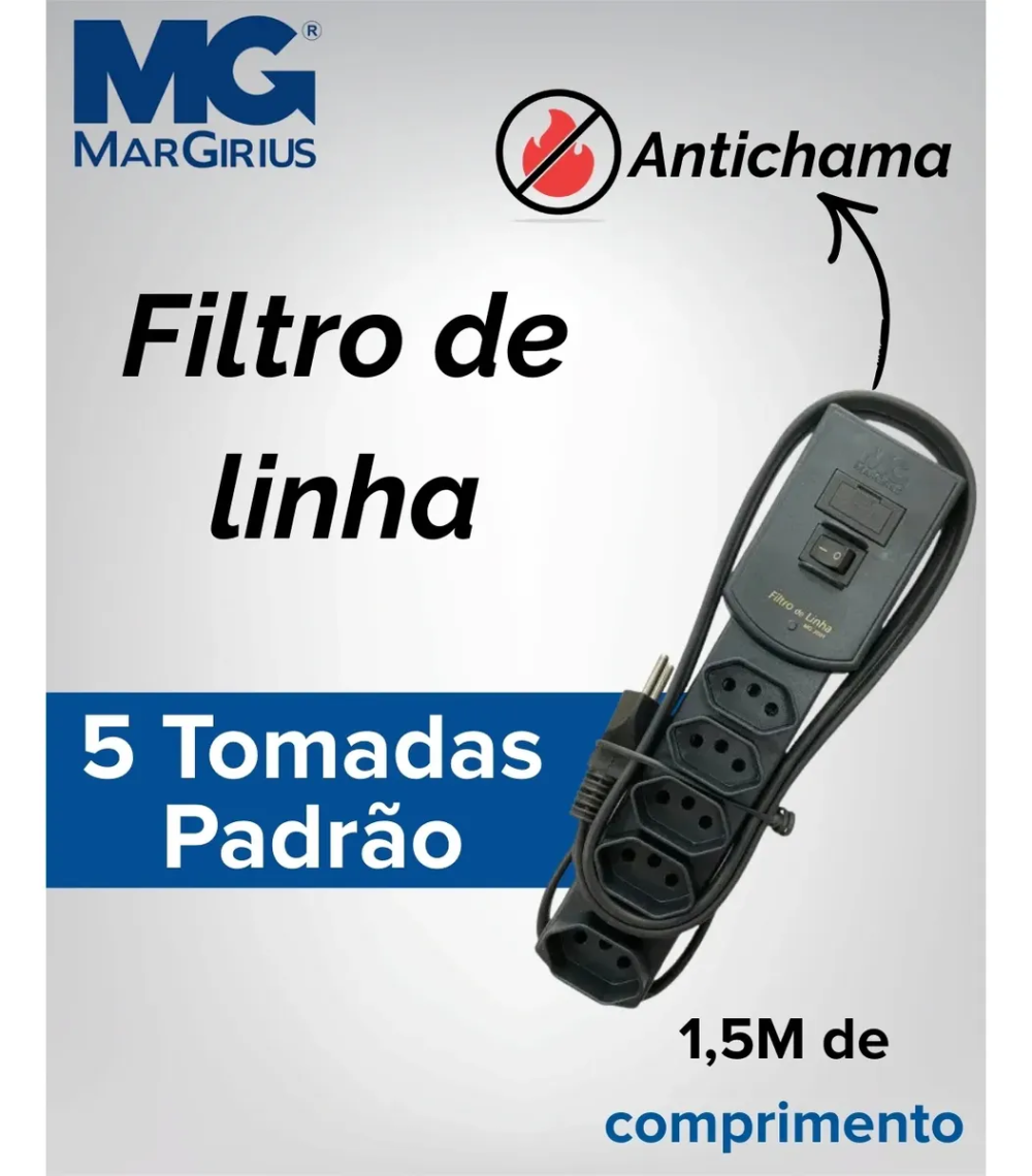 MG-3001 FILTRO CABO 1M5 PRETO BIVOLT
