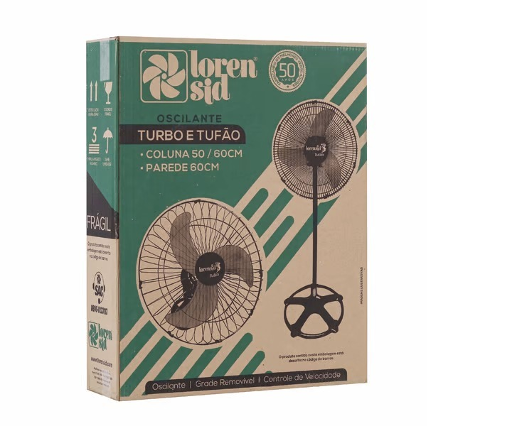 Ventilador De Coluna Loren Sid Turbo 3 Pás 60cm Bivolt Preto 110v/220v
