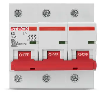 Disjuntor Trifásico 125A 3P CURVA C 10KA Steck SDD3C125