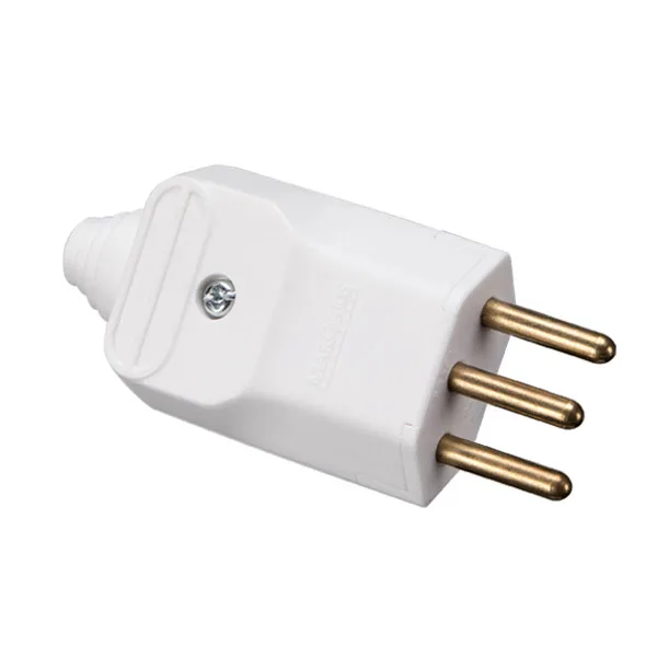 Plugue desmontável 2P+T 180º de 10A com prensa cabos Branco