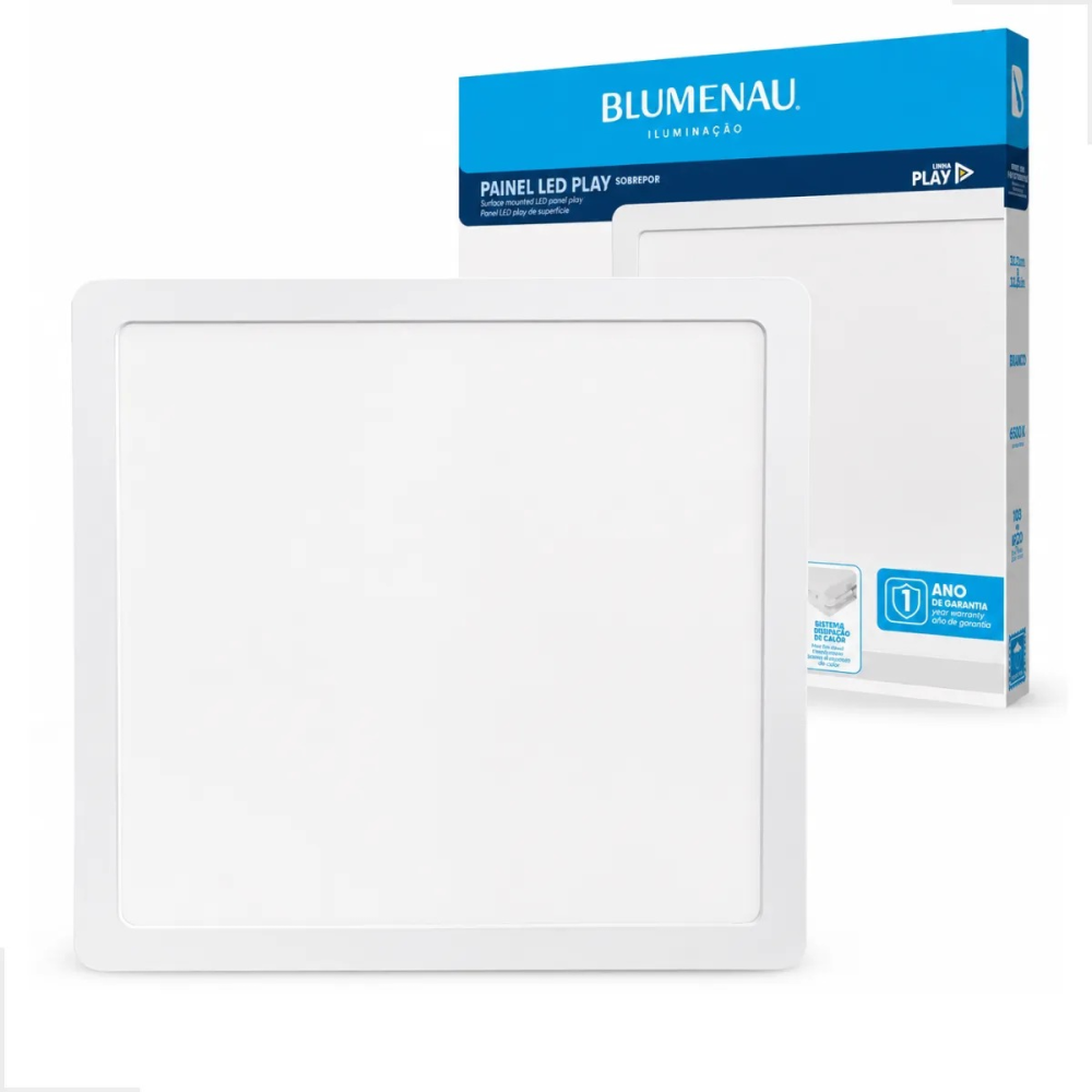 PLAFON DE EMBUTIR 18W 6500K BRANCO FRIO 22X22CM