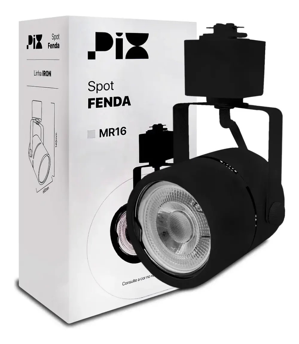 Spot Para Trilho Eletrificado para lâmpadas Mr16 ou Par20 Preto Fenda