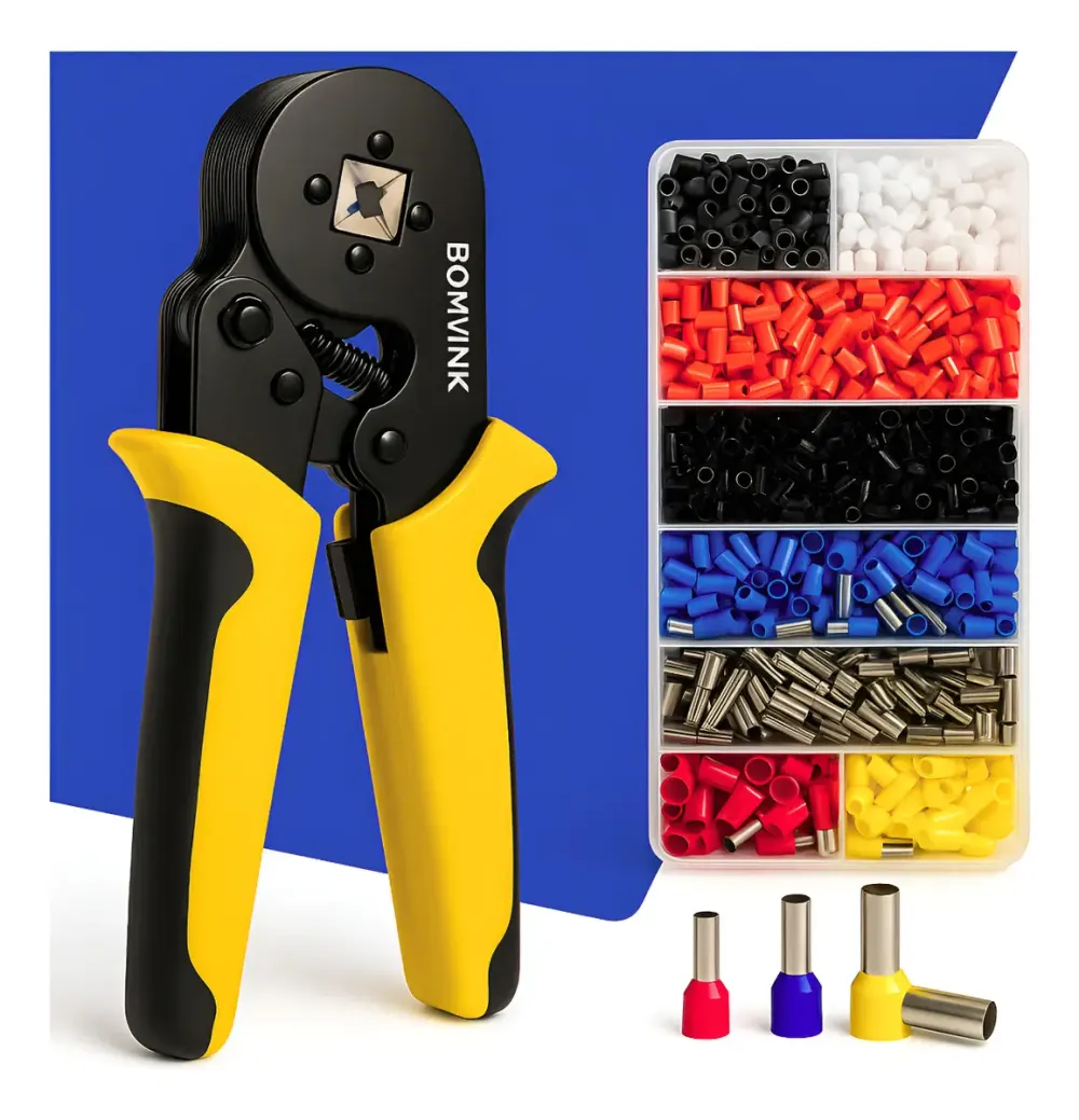 Alicate Crimpador Bomvink BOM-3705 0.25-10mm² Preto Amarelo 17cm